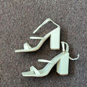 White Block Heel Sandals